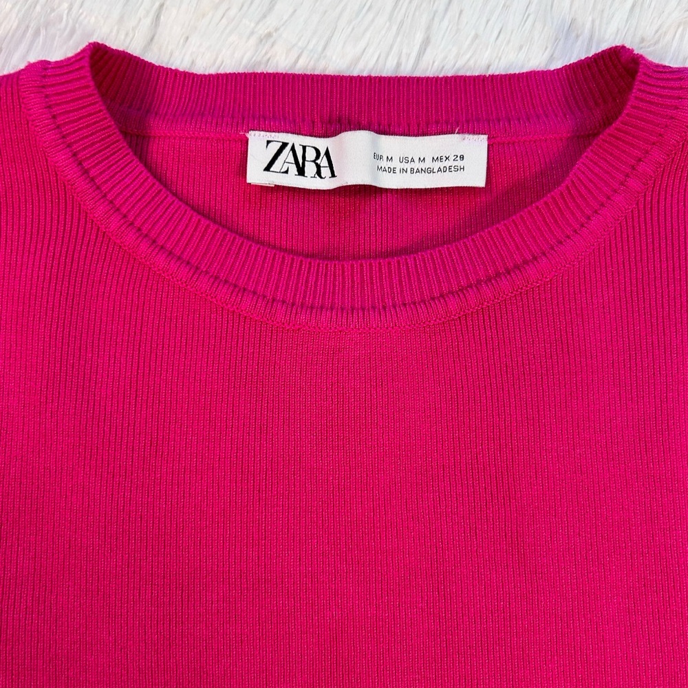 Zara Pink Cropped Short Sleeve Top e2 - Picture 5 of 8